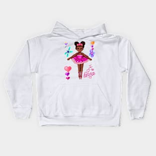 Ballet Dancing African American ballerina cute black girl with brown skin I love to dance Kids Hoodie